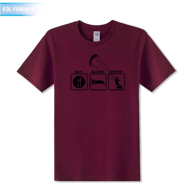 KOLVONANIG Summer Dresses EAT SLEEP KITESURF Men's Sportswear Cool T-Shirt Funny Gift O-Neck Teenage Tee Shirts Plus Size Be-99