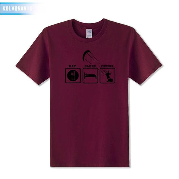 KOLVONANIG Summer Dresses EAT SLEEP KITESURF Men's Sportswear Cool T-Shirt Funny Gift O-Neck Teenage Tee Shirts Plus Size Be-99