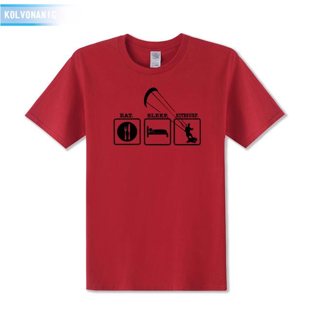KOLVONANIG Summer Dresses EAT SLEEP KITESURF Men's Sportswear Cool T-Shirt Funny Gift O-Neck Teenage Tee Shirts Plus Size Be-99