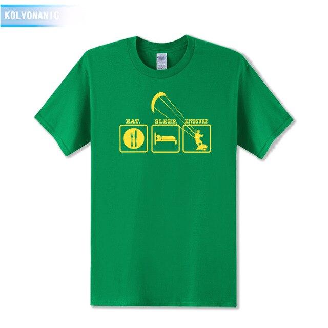 KOLVONANIG Summer Dresses EAT SLEEP KITESURF Men's Sportswear Cool T-Shirt Funny Gift O-Neck Teenage Tee Shirts Plus Size Be-99
