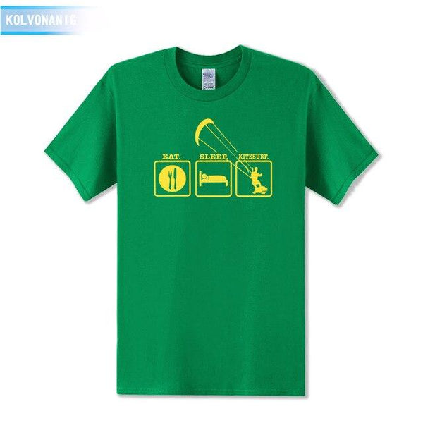 KOLVONANIG Summer Dresses EAT SLEEP KITESURF Men's Sportswear Cool T-Shirt Funny Gift O-Neck Teenage Tee Shirts Plus Size Be-99