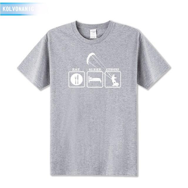 KOLVONANIG Summer Dresses EAT SLEEP KITESURF Men's Sportswear Cool T-Shirt Funny Gift O-Neck Teenage Tee Shirts Plus Size Be-99