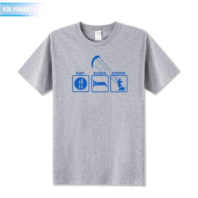 KOLVONANIG Summer Dresses EAT SLEEP KITESURF Men's Sportswear Cool T-Shirt Funny Gift O-Neck Teenage Tee Shirts Plus Size Be-99