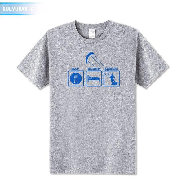 KOLVONANIG Summer Dresses EAT SLEEP KITESURF Men's Sportswear Cool T-Shirt Funny Gift O-Neck Teenage Tee Shirts Plus Size Be-99