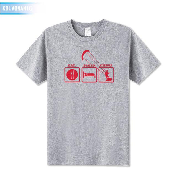 KOLVONANIG Summer Dresses EAT SLEEP KITESURF Men's Sportswear Cool T-Shirt Funny Gift O-Neck Teenage Tee Shirts Plus Size Be-99