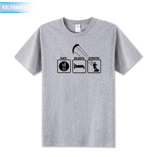 KOLVONANIG Summer Dresses EAT SLEEP KITESURF Men's Sportswear Cool T-Shirt Funny Gift O-Neck Teenage Tee Shirts Plus Size Be-99