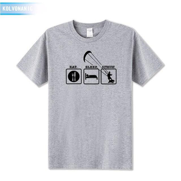 KOLVONANIG Summer Dresses EAT SLEEP KITESURF Men's Sportswear Cool T-Shirt Funny Gift O-Neck Teenage Tee Shirts Plus Size Be-99