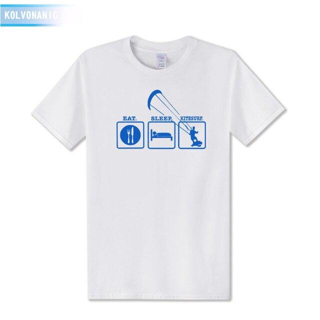 KOLVONANIG Summer Dresses EAT SLEEP KITESURF Men's Sportswear Cool T-Shirt Funny Gift O-Neck Teenage Tee Shirts Plus Size Be-99