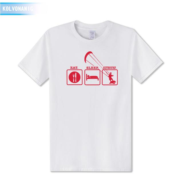 KOLVONANIG Summer Dresses EAT SLEEP KITESURF Men's Sportswear Cool T-Shirt Funny Gift O-Neck Teenage Tee Shirts Plus Size Be-99