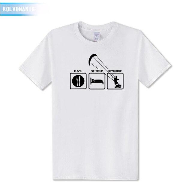 KOLVONANIG Summer Dresses EAT SLEEP KITESURF Men's Sportswear Cool T-Shirt Funny Gift O-Neck Teenage Tee Shirts Plus Size Be-99