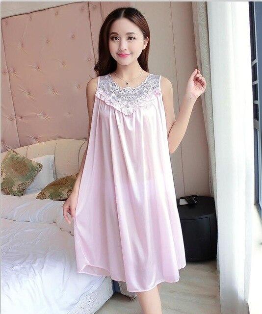 Women Nightgowns Silk Satin long Night Dress Sexy Spaghetti Strap V-Neck Lace Home Dress Night Shirt Sleepwear Nightwear