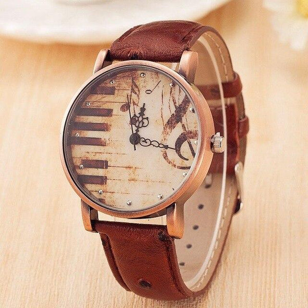 TIke Toker,Fashion Women's Watch Vintage Leather Strap Piano Keys Men Watch Casual Dress Colok Relojes Mujer relogio masculino