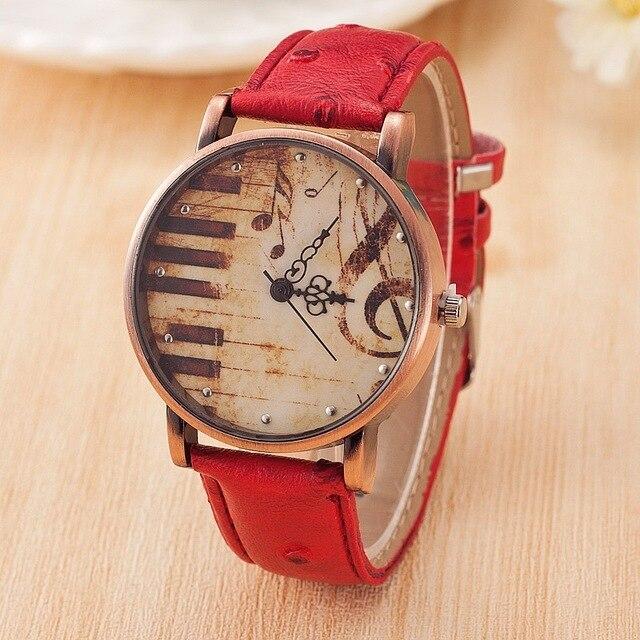 TIke Toker,Fashion Women's Watch Vintage Leather Strap Piano Keys Men Watch Casual Dress Colok Relojes Mujer relogio masculino