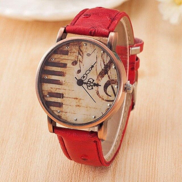 TIke Toker,Fashion Women's Watch Vintage Leather Strap Piano Keys Men Watch Casual Dress Colok Relojes Mujer relogio masculino