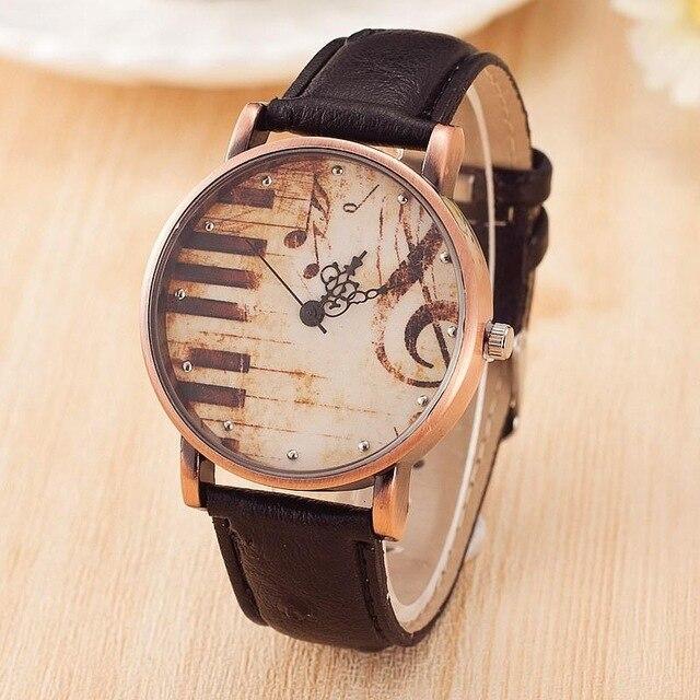 TIke Toker,Fashion Women's Watch Vintage Leather Strap Piano Keys Men Watch Casual Dress Colok Relojes Mujer relogio masculino