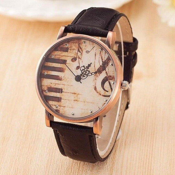 TIke Toker,Fashion Women's Watch Vintage Leather Strap Piano Keys Men Watch Casual Dress Colok Relojes Mujer relogio masculino