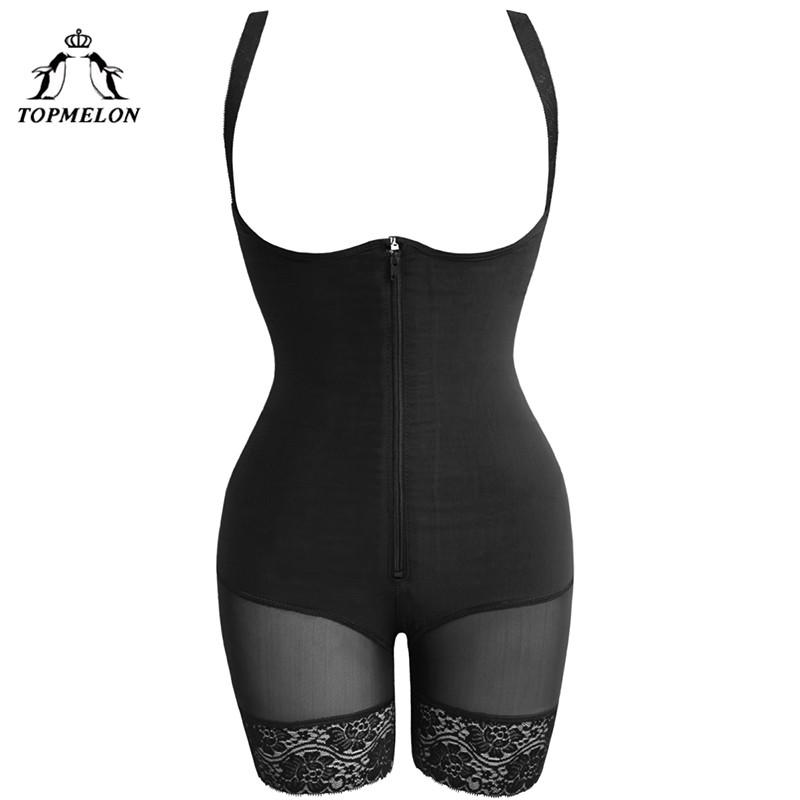 TOPMELON Bodysuit Modeling Strap Corset Body Shaper Slimming Underwear Women Shapewear Butt Lifter Floral Lace Full Shaper