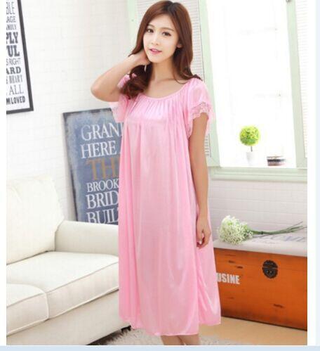 Summer sexy long silk nightgowns nightdress for women plus size ladies lingerie maternity sleepwear pregnant nightwear robes