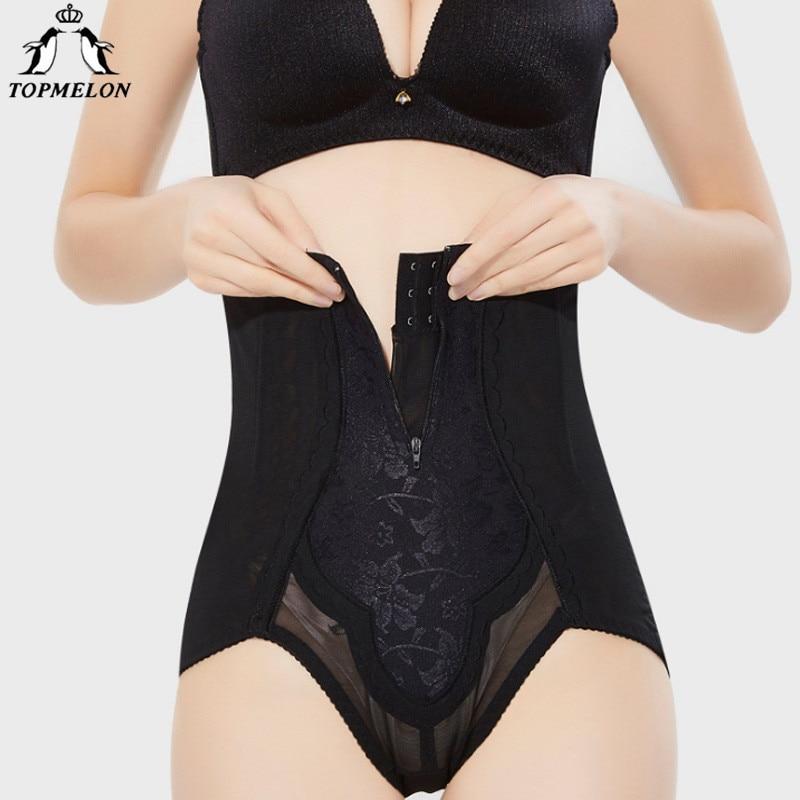 TOPMELON  Waist Trainer Shaper Butt Lifter Shapewear High Waist Belly Slimming Sheath Panties Steel Bone Embroidery Underwear