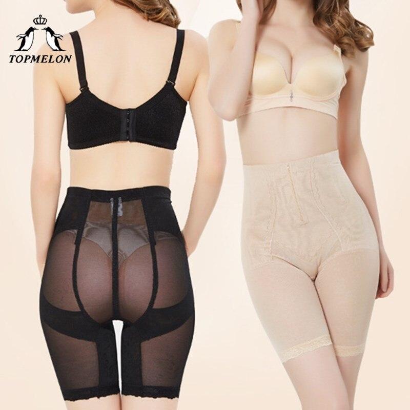 TOPMELON Underwear Women Control Pants Waist Trainer Body Shaper Butt Lifter High Waist Belly Slimming Sheath Mesh Thin Panties