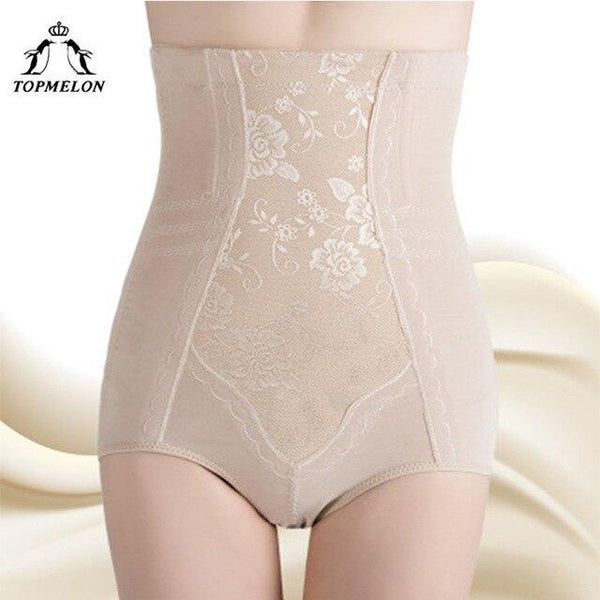 TOPMELON Butt Lifter Control Pants Slimming Underwear Women Body Shaper Waist Trainer High Waist Lace Floral Steel Boned Panties