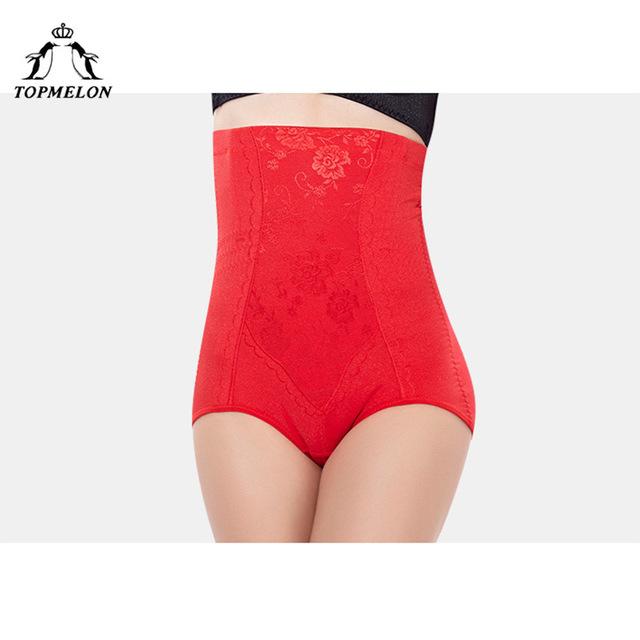 TOPMELON Butt Lifter Control Pants Slimming Underwear Women Body Shaper Waist Trainer High Waist Lace Floral Steel Boned Panties