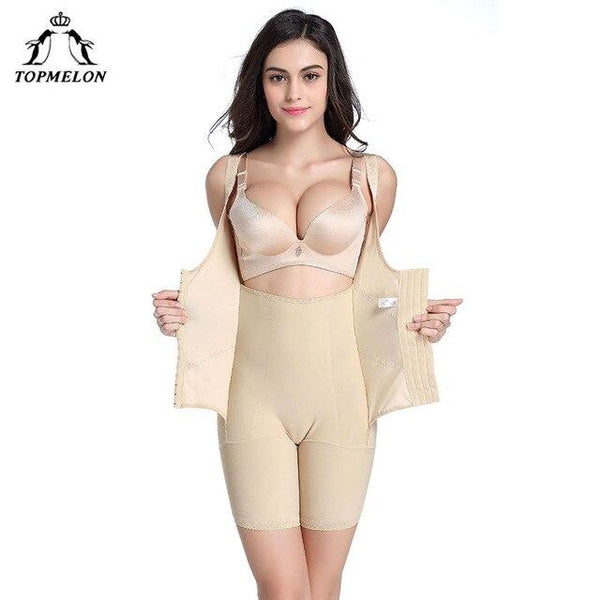 TOPMELON  Waist Trainer Modeling Strap Bodysuit Corset for Slimming Underwear Women Body Shaper Firm Control Double Layer