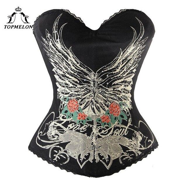 TOPMELON Strapless Corset Women's Floral Strapless Corselet Corsets and Bustiers Lace Flower and Wing Pattern Boned Bustiers