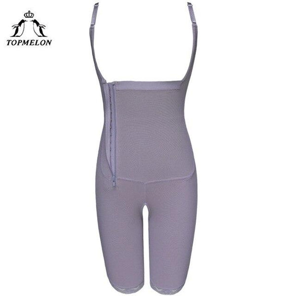 TOPMELON Lace Shaper 2018 Full Length Shape Wear Plus Size Corser for Women Zipper Closure Shapers Black Beige Grey Bodysuit