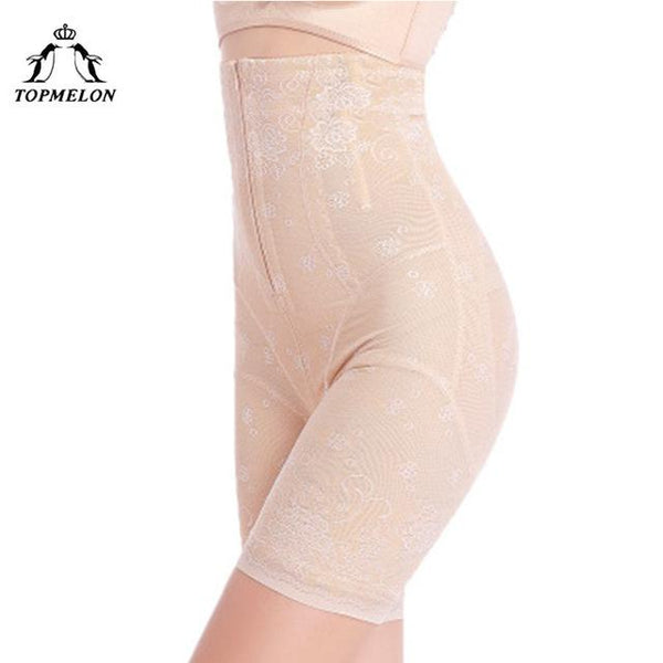 TOPMELON Control Pants Underwear Women Body Shaper Butt Lifter Waist Trainer High Waist Lace Floral Zipper Panties Thigh Slimmer