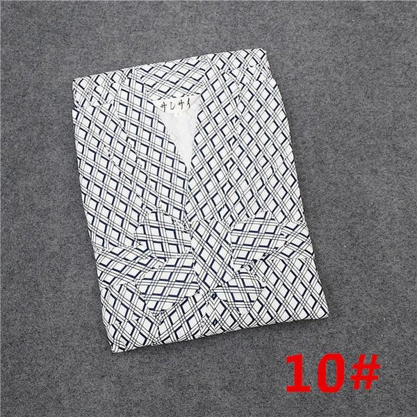 Traditional Japanese Male Cool Kimono Bathrobes Men's Cotton Robe Yukata Men Bath Robe Kimono Sleepwear with Belt 72104