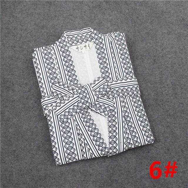 Traditional Japanese Male Cool Kimono Bathrobes Men's Cotton Robe Yukata Men Bath Robe Kimono Sleepwear with Belt 72104