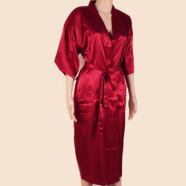BLACK Mens Robe Hot Sale Faux Silk Kimono Bath Gown Bathrobe Nightgown Sleepwear Hombre Pijama Size S M L XL XXL XXXL ZhM01D