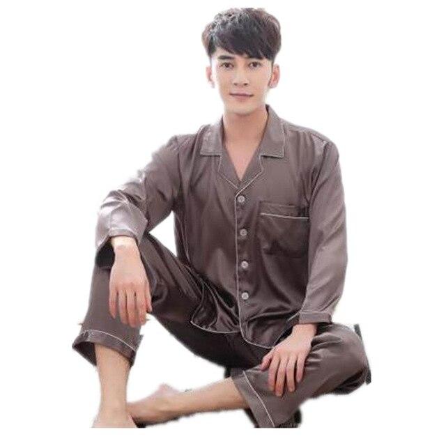 Men's Stain Silk Pajama Set Pajamas Men Sleepwear Modern Style Silk Nightgown Men Satin Soft Cozy  For Sleeping