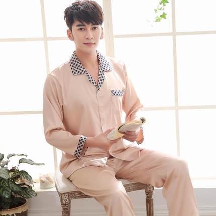 Men's Stain Silk Pajama Set Pajamas Men Sleepwear Modern Style Silk Nightgown Men Satin Soft Cozy  For Sleeping