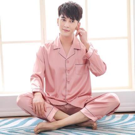 Men's Stain Silk Pajama Set Pajamas Men Sleepwear Modern Style Silk Nightgown Men Satin Soft Cozy  For Sleeping