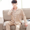 2018 summer luxury silk pajamas mens long sleeved paisley pattern pyjamas set silk satin nightwear soft sleepwear nightgown plus