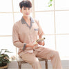 2018 summer luxury silk pajamas mens long sleeved paisley pattern pyjamas set silk satin nightwear soft sleepwear nightgown plus