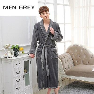 New Arrival Silk Soft Flannel Long Kimono Bath Robe Men Waffle Winter Bathrobe Mens Robes Dressing Gown Nightgowns for Male