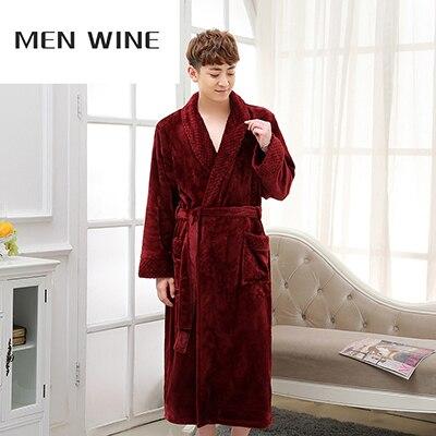 New Arrival Silk Soft Flannel Long Kimono Bath Robe Men Waffle Winter Bathrobe Mens Robes Dressing Gown Nightgowns for Male