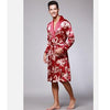 2018 Men New Long Sleeve Silk Nightgown Spring Autumn Luxury Bathrobe Male Print Pajamas Sexy Home Clothes Open Stitch Sleepwear