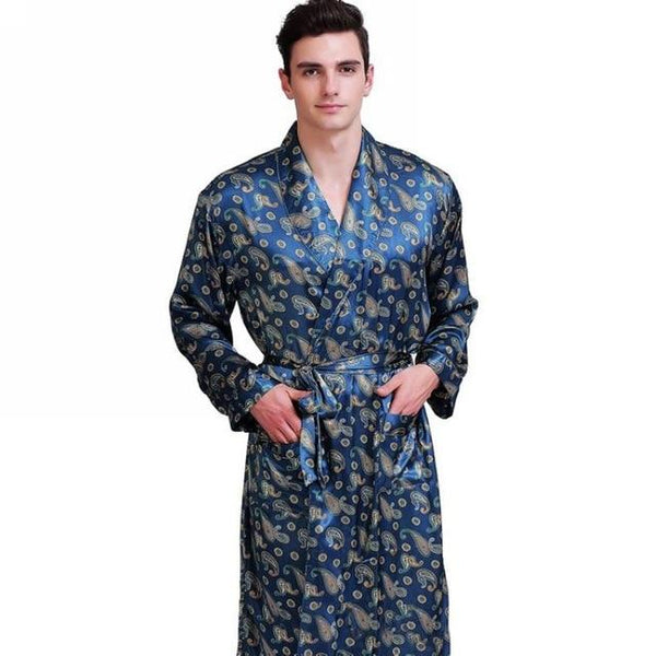 Mens Silk Satin  Robes  Bathrobe  Nightgown  Pajamas Sleepwear S ~ 3XL