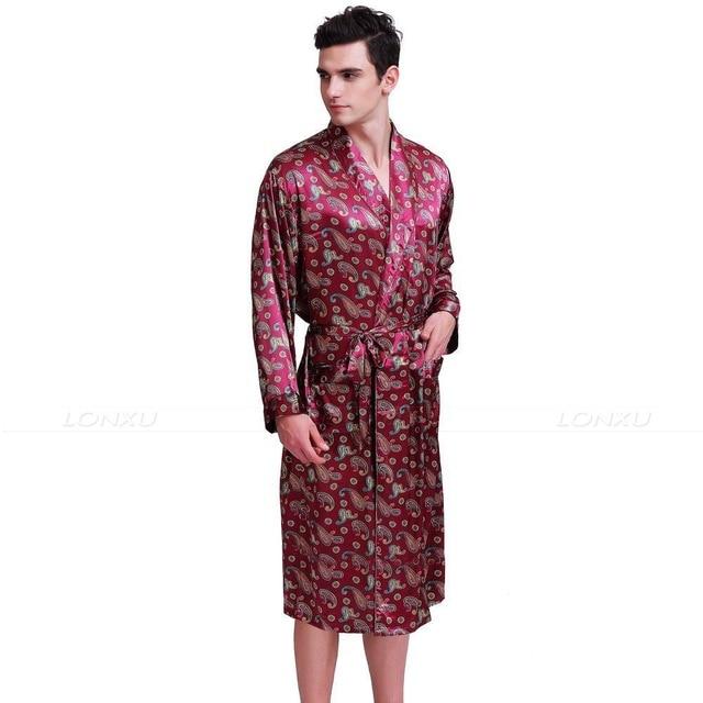 Mens Silk Satin  Robes  Bathrobe  Nightgown  Pajamas Sleepwear S ~ 3XL
