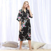 Chinese Style Women Robe Print Long Sleepwear Summer Nightgown Satin Lady Home Dress Royal Blue Home Wear Sexy Nightgown