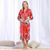 Chinese Style Women Robe Print Long Sleepwear Summer Nightgown Satin Lady Home Dress Royal Blue Home Wear Sexy Nightgown