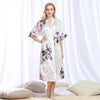 Chinese Style Women Robe Print Long Sleepwear Summer Nightgown Satin Lady Home Dress Royal Blue Home Wear Sexy Nightgown