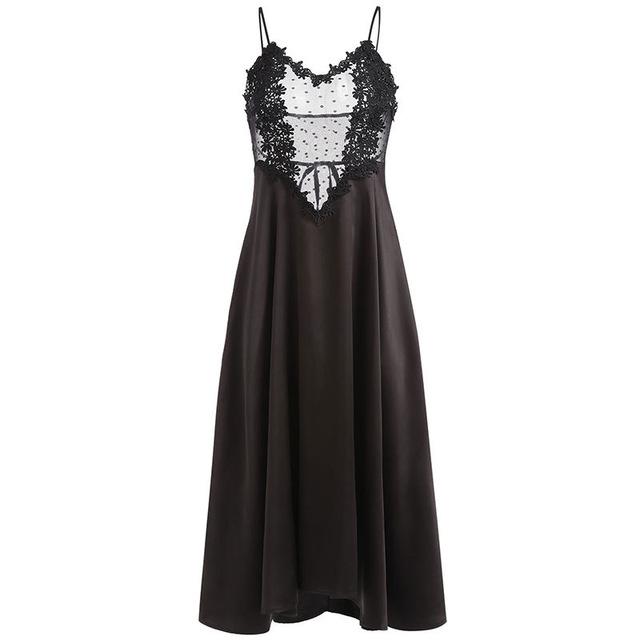 CYHWR sexy flower lingerie concealed sling polka dot mesh section for women nightgowns set long skirt