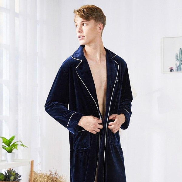Men Luxury Winter Bathrobe Female Warm Silk Flannel Long Kimono Bath Robe Bathrobes Night Gown