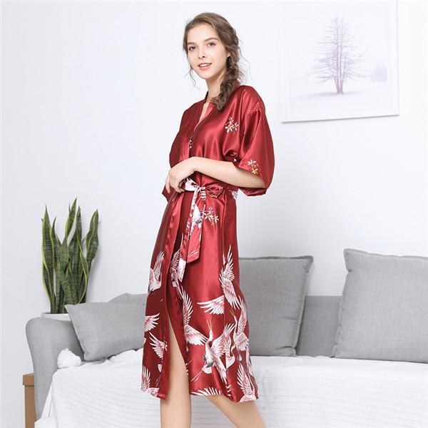 New Butterfly Ladies Cotton Robe Women Summer Casual Home Dress Nightgown Sleepwear Long Bathrobe Elegant Wedding Robesnr128