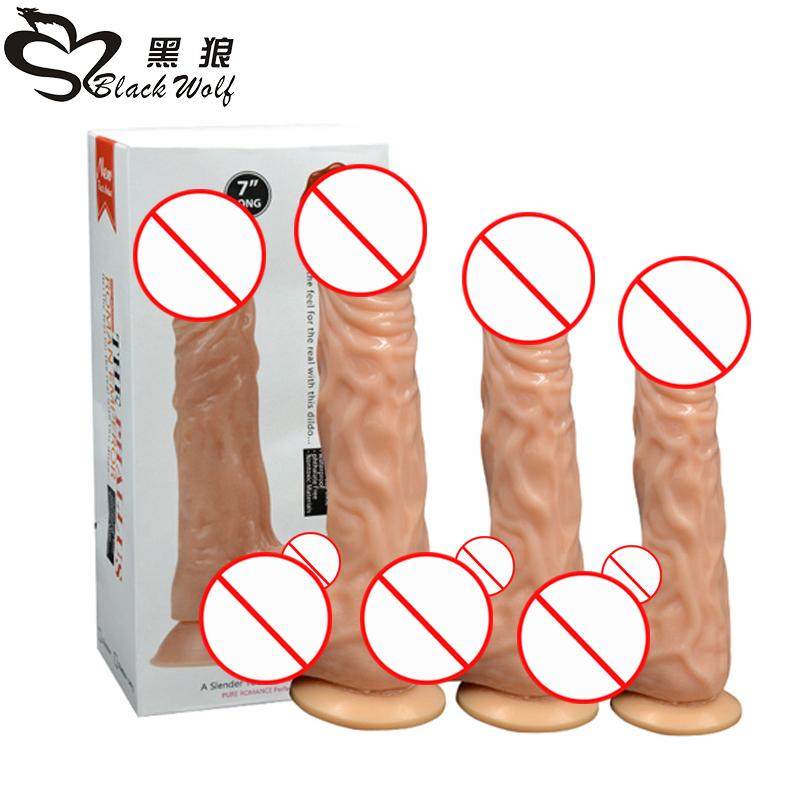 Black Wolf Multi Size Flesh Dildo Realistic with Suction cup ,Sucker Big Artificial Penis for Women Sex Toys,Adult Sex Product